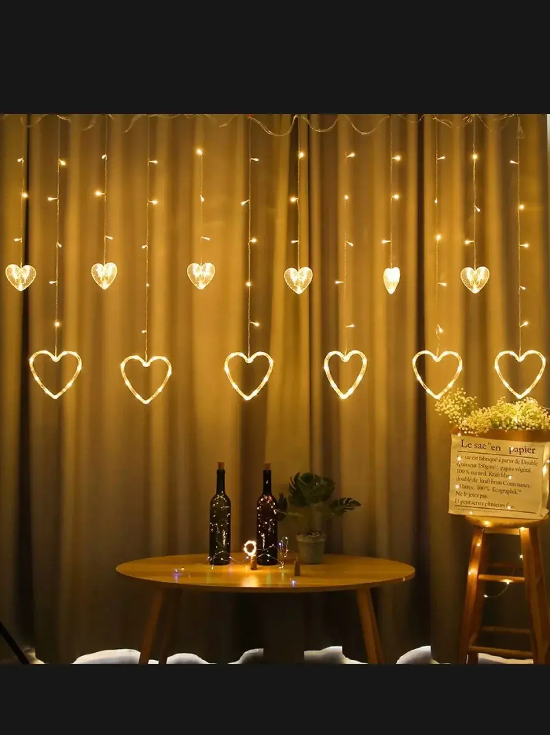 Rideau lumineux en forme de cœur 1 Rideau lumineux en forme de cœur