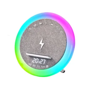 Enceinte Bluetooth Sans Fil OKOP KP-577 avec Chargeur Sans Fil, Horloge LED et Éclairage RGB
