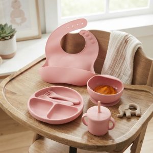 Set de Couverts d'Apprentissage Bébé en Silicone Alimentaire Sans BPA