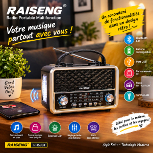 Radio Retro Bluetooth Tunisie - Vue 1 Kadowet Tunisie
