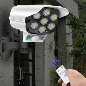 Applique Murale Solaire LED avec Caméra Factice Dissuasive & Détecteur