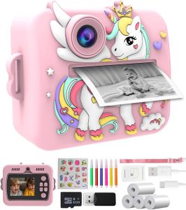 Appareil Photo Instantané Licorne Enfant – Écran 2.4" Vidéo 1080P Impression Thermique