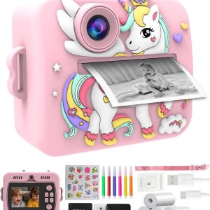 Appareil Photo Instantané Licorne Enfant – Écran 2.4" Vidéo 1080P Impression Thermique
