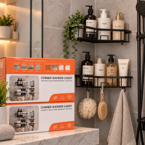 Étagère de Rangement Salle de Bain Multifonction Sans Perçage