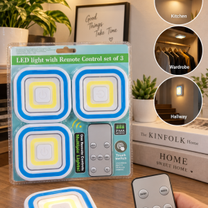 Set de 3 Lampes LED Carrées avec Télécommande Sans Fil