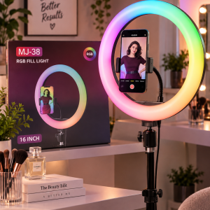 Anneau Lumineux LED RGB 16 Pouces MJ-38 avec Trépied & Télécommande
