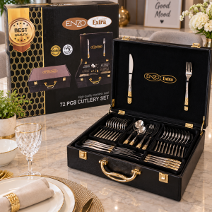 Ménagère de Table ENZO Extra 72 Pièces en Inox avec Coffret Luxe