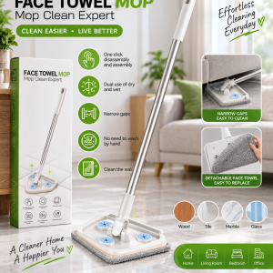 Balai Plat Multifonction Face Towel Mop avec Lingette Clipsable
