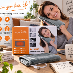 Coussin Chauffant Électrique USB Thérapeutique Doux pour Dos et Nuque