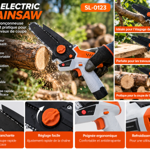 Mini Tronçonneuse Électrique Portative Sans Fil sur Batterie Rechargeable