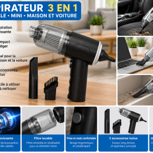 Mini Aspirateur Portable 3 en 1 Sans Fil Puissant Rechargeable USB